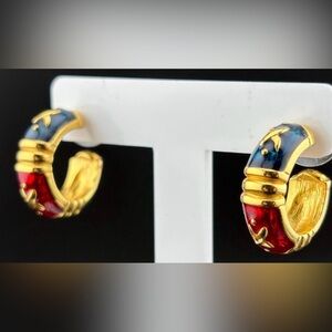 NIB Elegant Gold and Red Joan Rivers Classic Collection Women's Boule Earrings